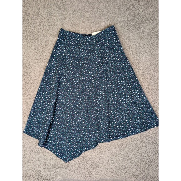 Banana Republic A-line Midi Skirt Size 0 Blue Floral Asymmetrical Hemline NWT! - Picture 1 of 15